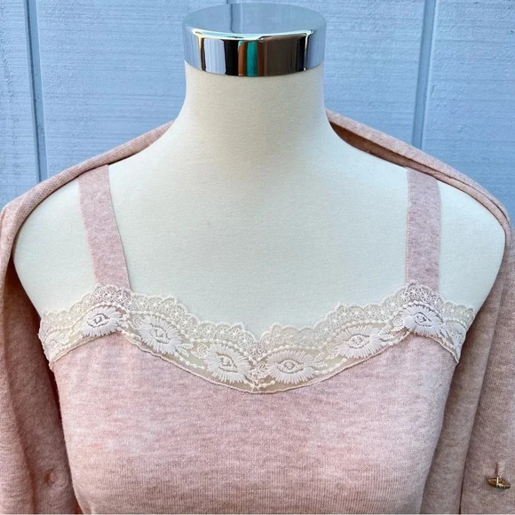 OnTwelfth Cardigan And Top Two Piece Set Salmon Viscose Blend - Picture 9 of 11